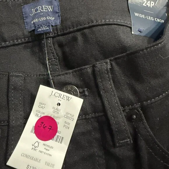 J. Crew Wide-leg Crop Jean Black Size 24P - Picture 2 of 2